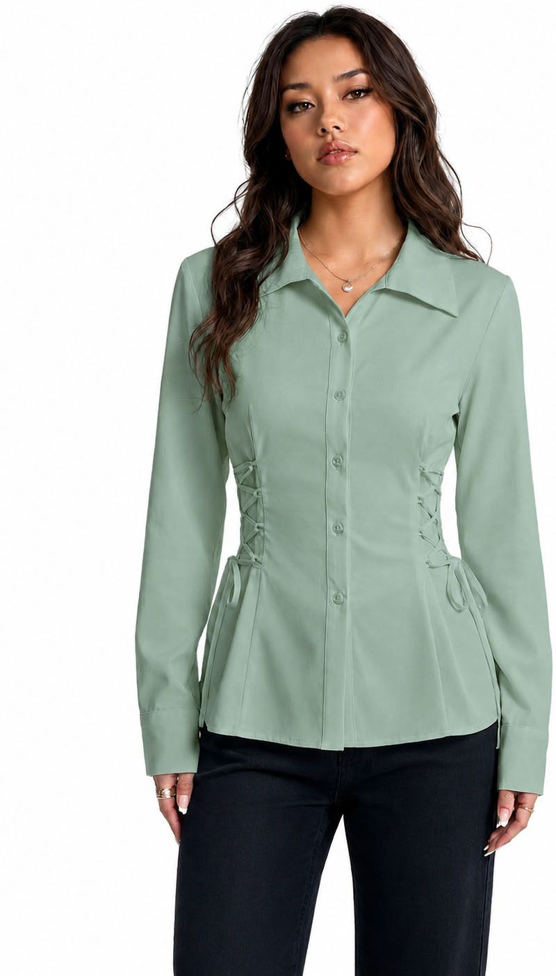kingoodie Women Comfort Fit Solid Spread Collar Casual Shirt-picture-17