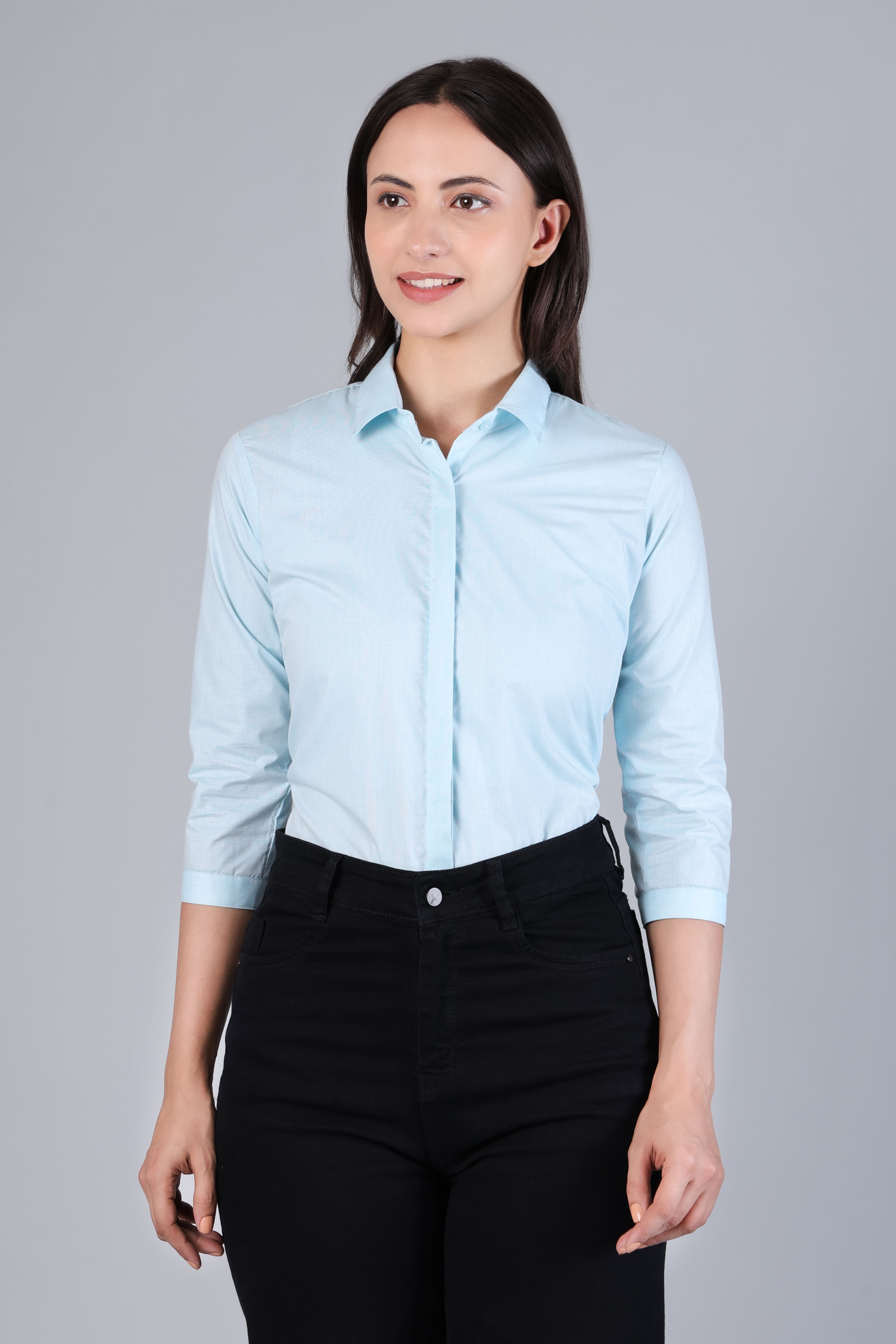 rare camel Women Regular Fit Solid Spread Collar Formal Shirt-picture-1