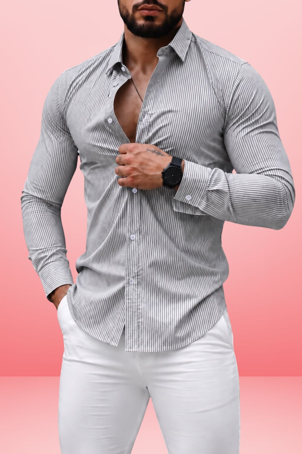 Men Regular Fit Striped Spread Collar Casual Shirt-image-17