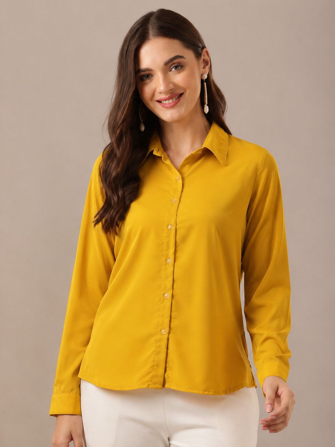 Women Tailored Fit Solid Spread Collar Casual Shirt-image-17