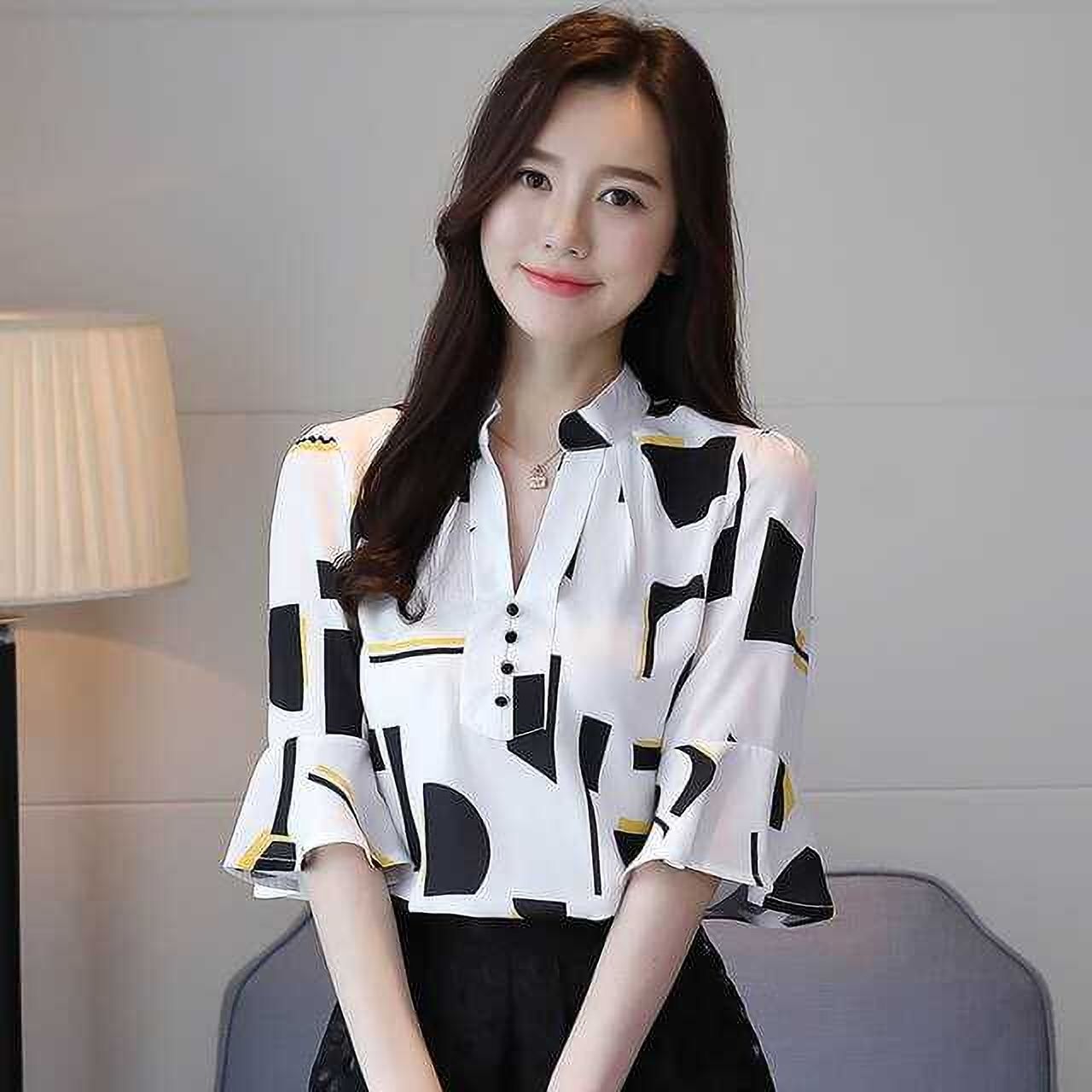 Women Regular Fit Geometric Print Spread Collar Casual Shirt-image-22