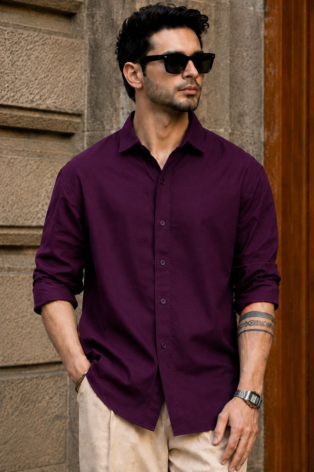 brocon Men Regular Fit Solid Spread Collar Casual Shirt-picture-23