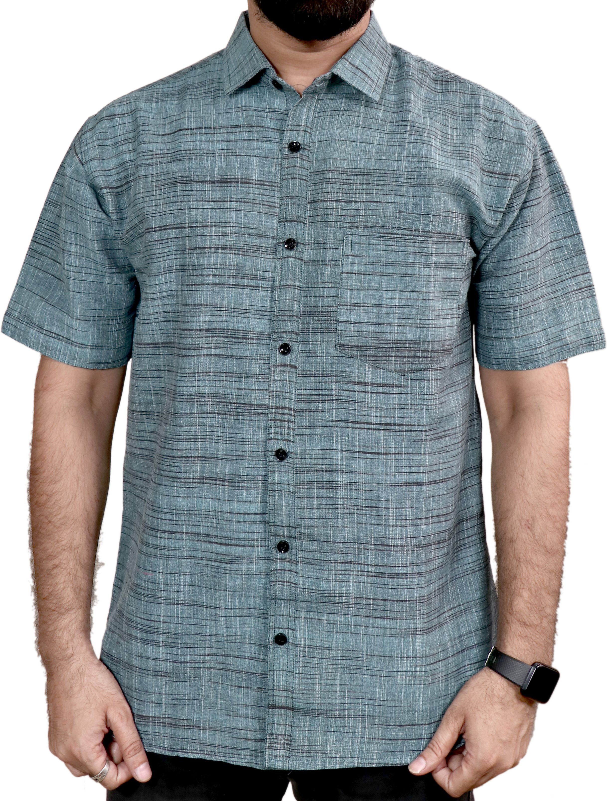 auzanoor collection Men Regular Fit Self Design Curved Collar Casual Shirt-picture-15