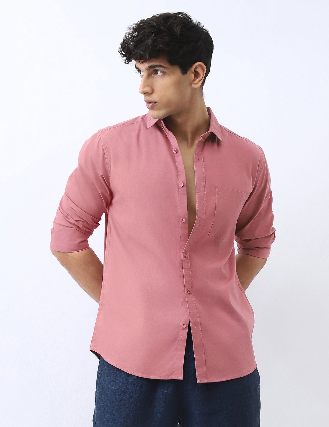 urbano fashion Men Regular Fit Solid Spread Collar Casual Shirt-picture-30