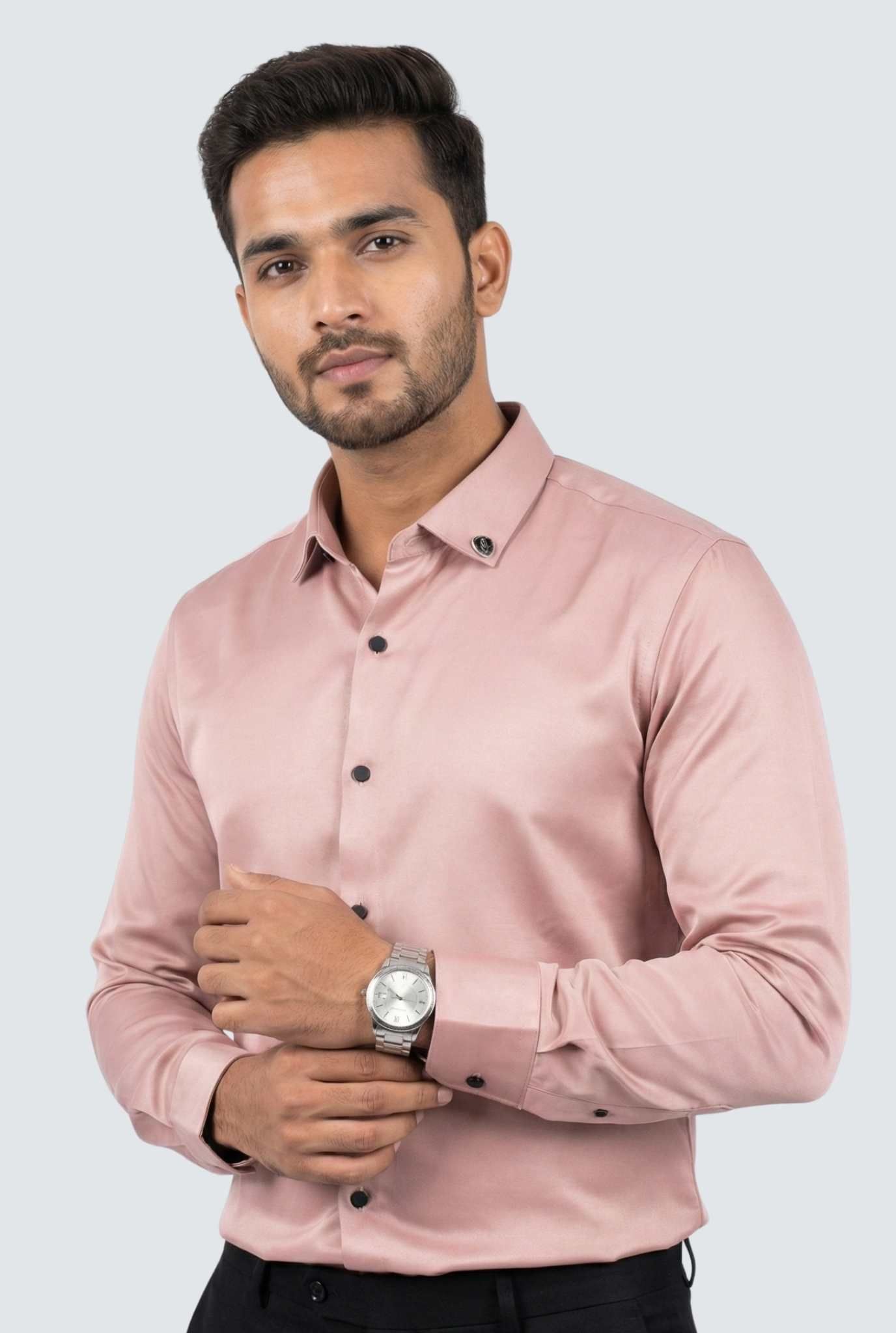 kites club Men Slim Fit Solid Club Collar Party Shirt-picture-4