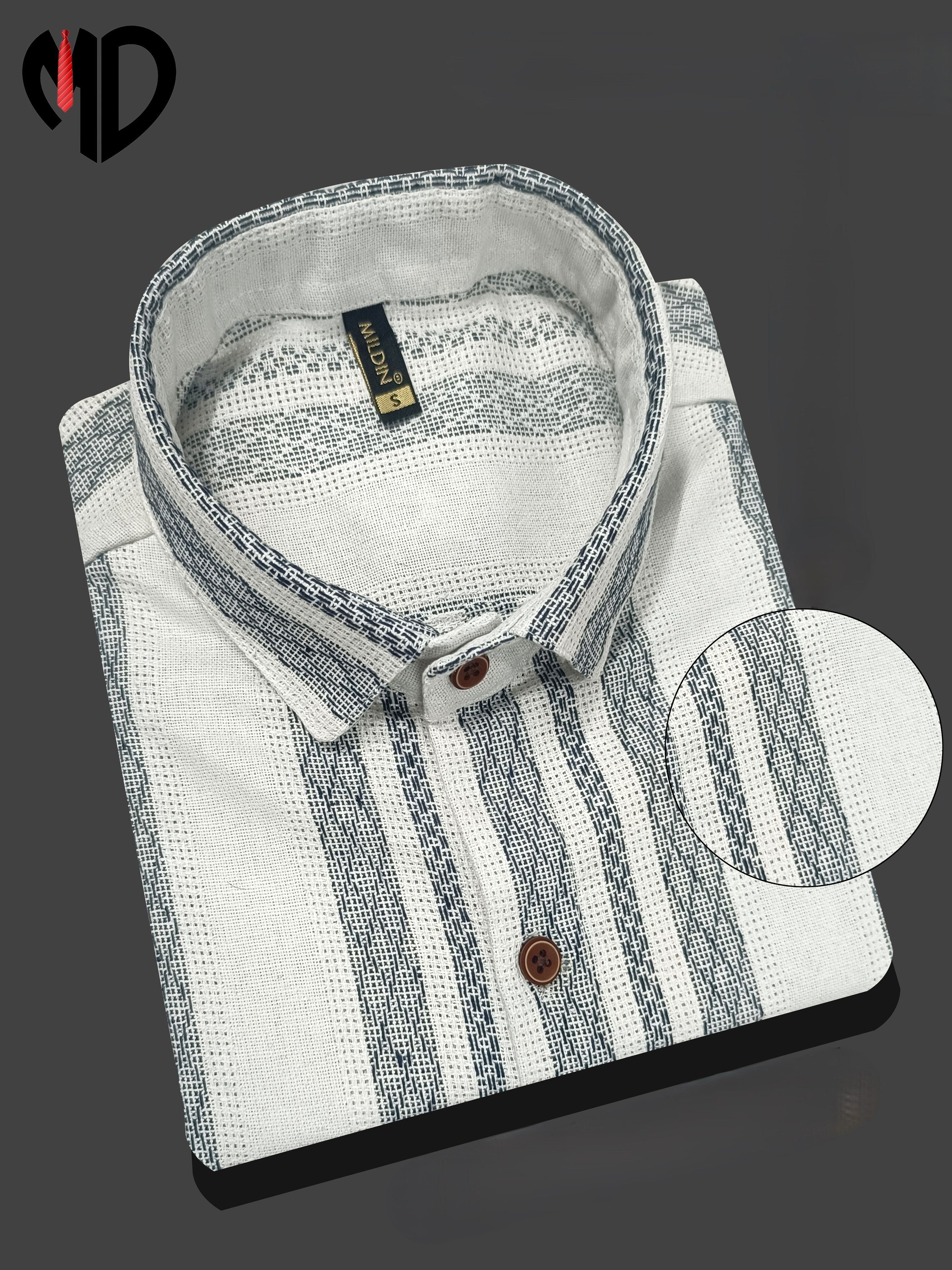 mildin Men Regular Fit Striped Spread Collar Casual Shirt-picture-25