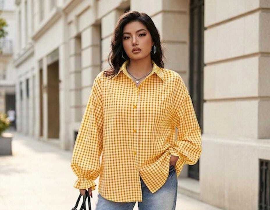 emmy word Women Regular Fit Checkered Spread Collar Casual Shirt-picture-35