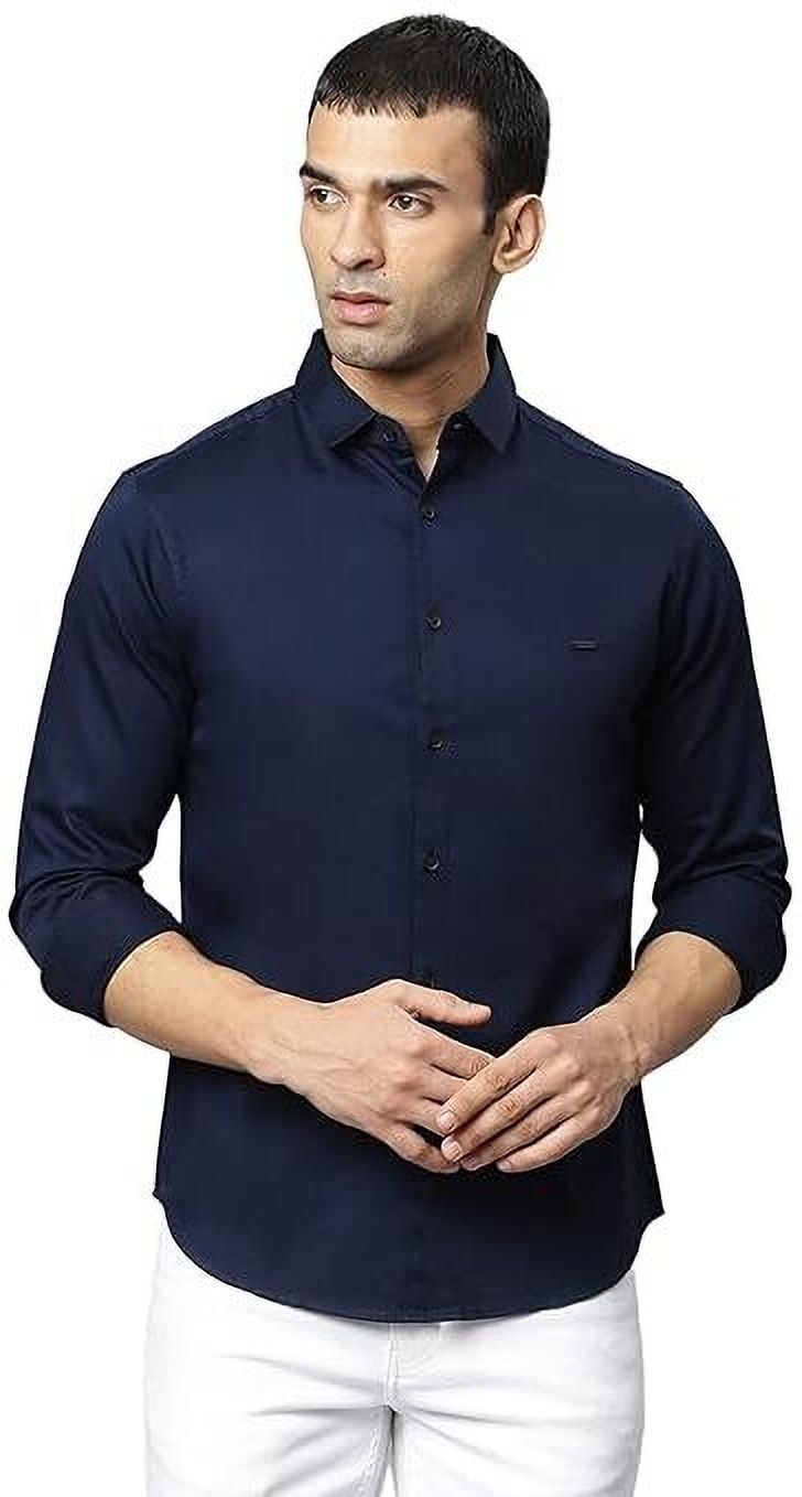 Men Regular Fit Solid Spread Collar Casual Shirt-image-7