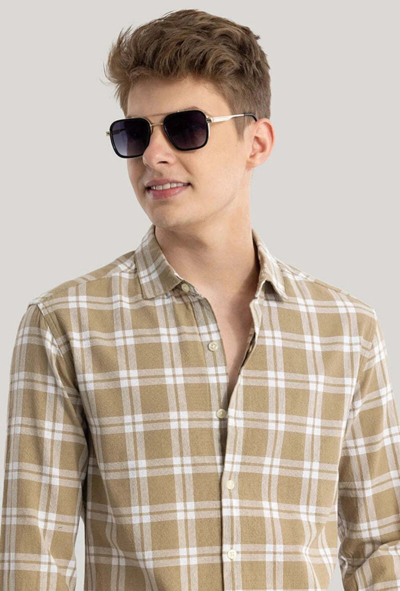 fubar Men Slim Fit Checkered Spread Collar Casual Shirt-picture-19