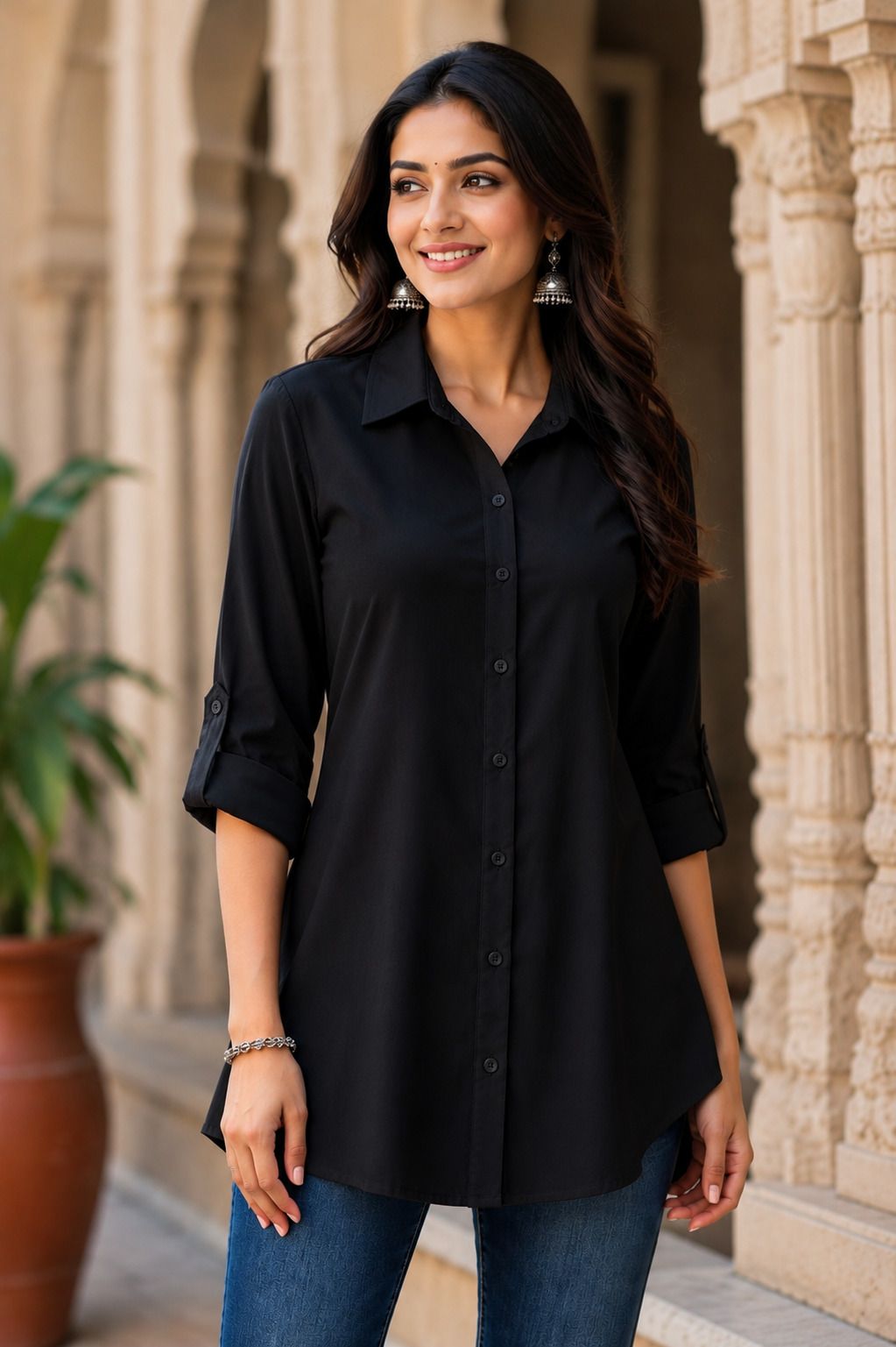 Women Comfort Fit, Regular Fit Solid Casual Shirt-image-30