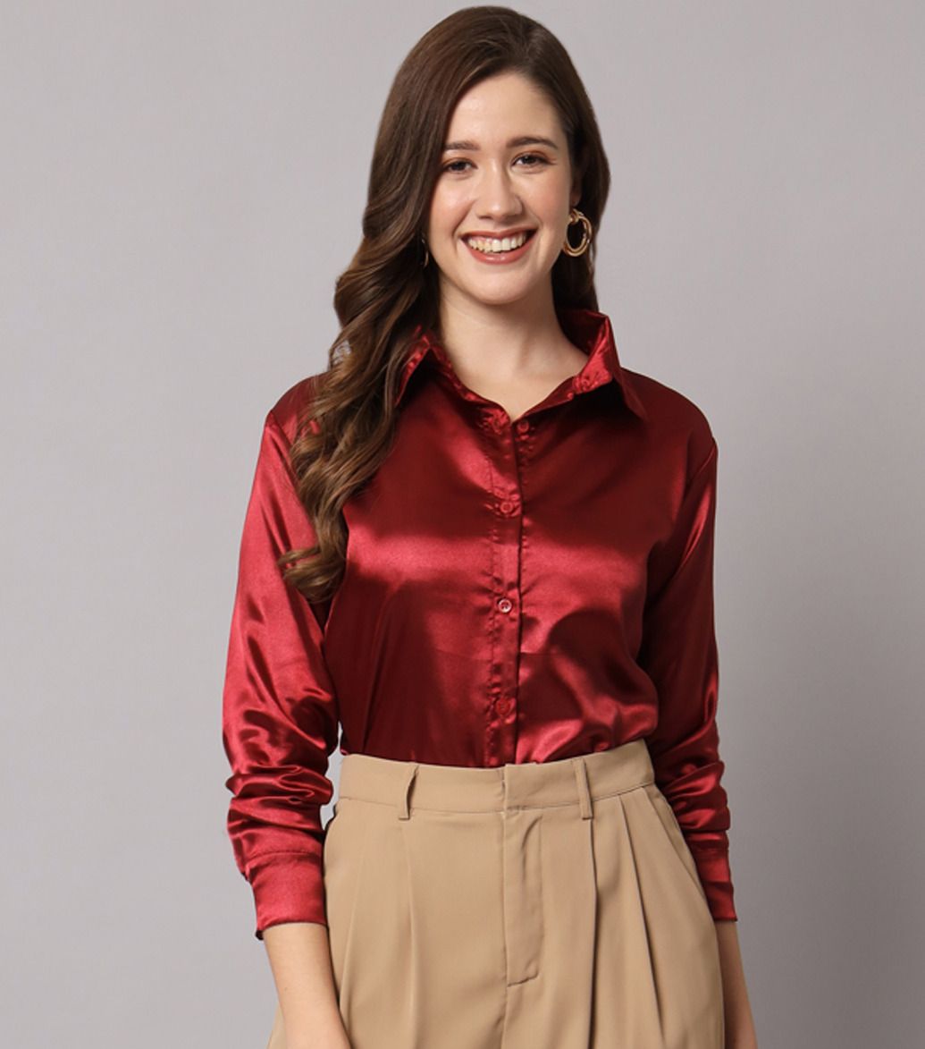 funday fashion Women Regular Fit Solid Spread Collar Casual Shirt-picture-33