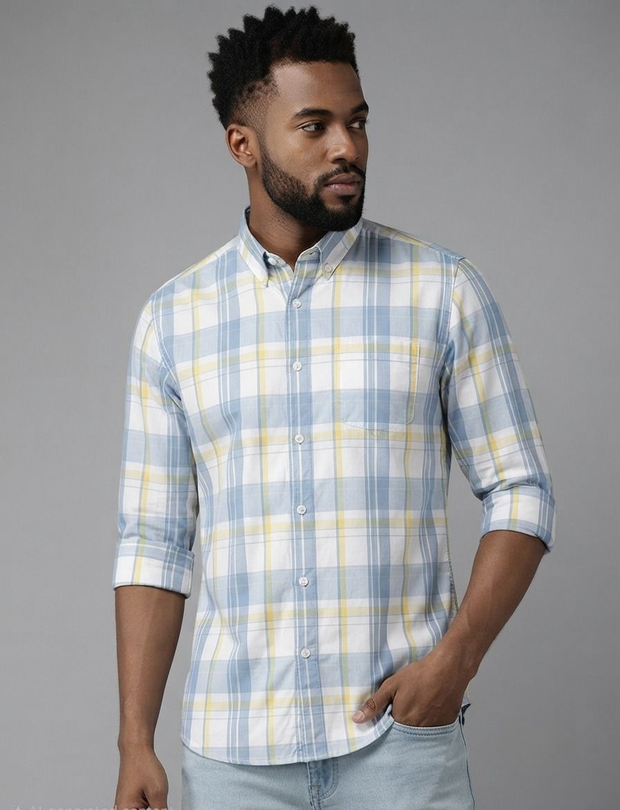 Men Regular Fit Checkered Spread Collar Casual Shirt-image-40