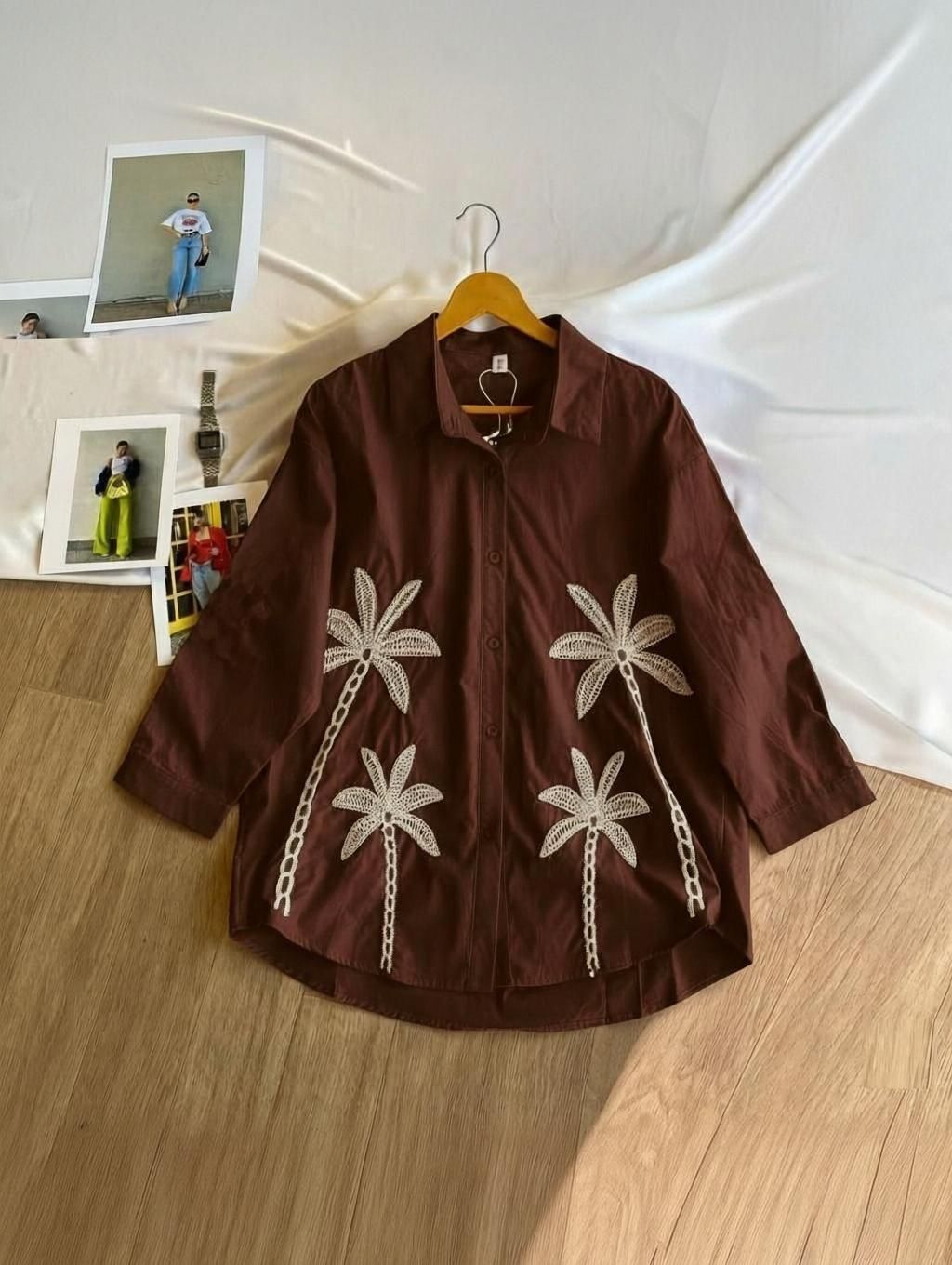 pfab Women Oversized Fit Embroidered Curved Collar Casual Shirt-picture-38