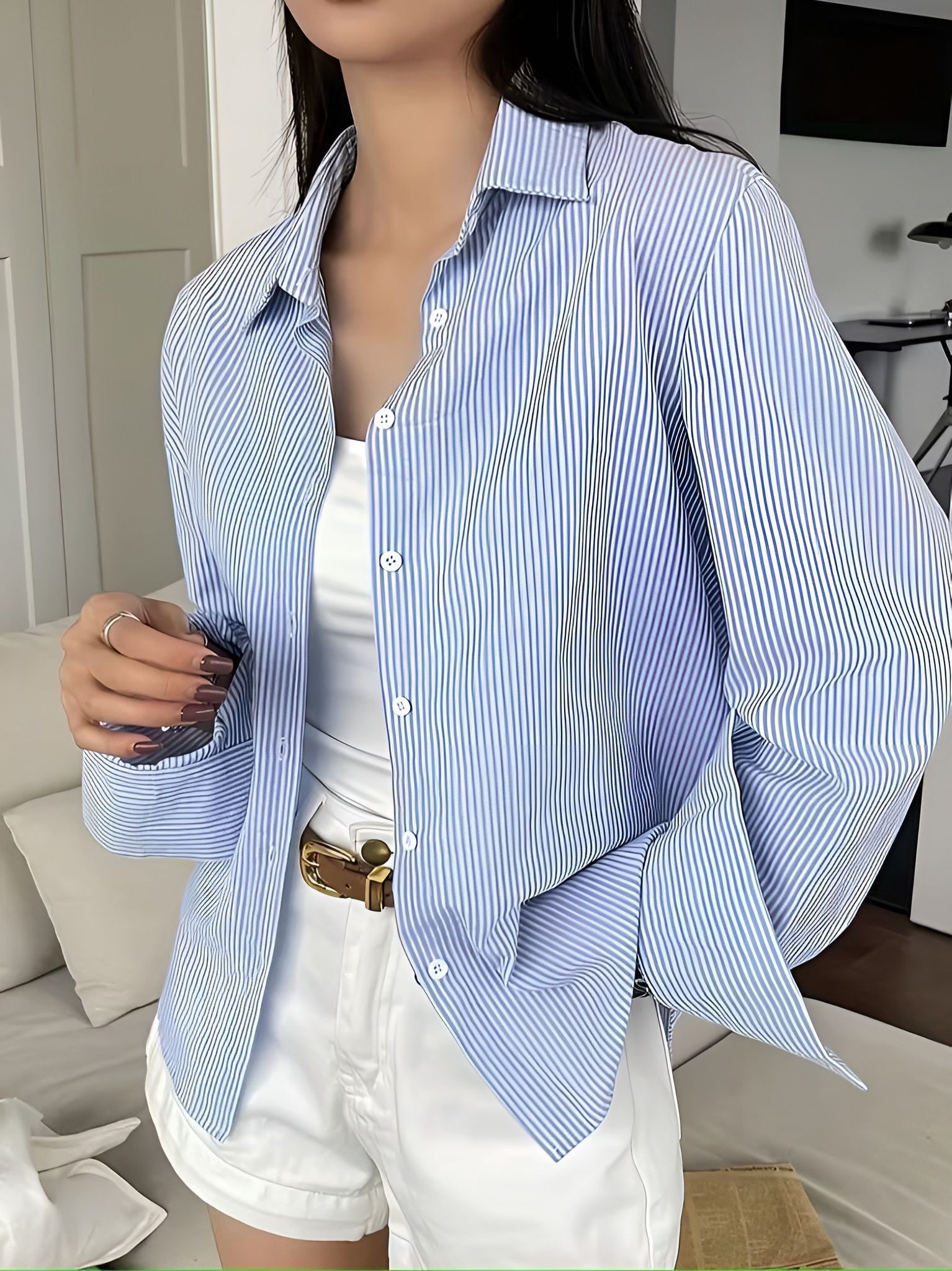 ikoniq Women Regular Fit Striped Spread Collar Formal Shirt-picture-27