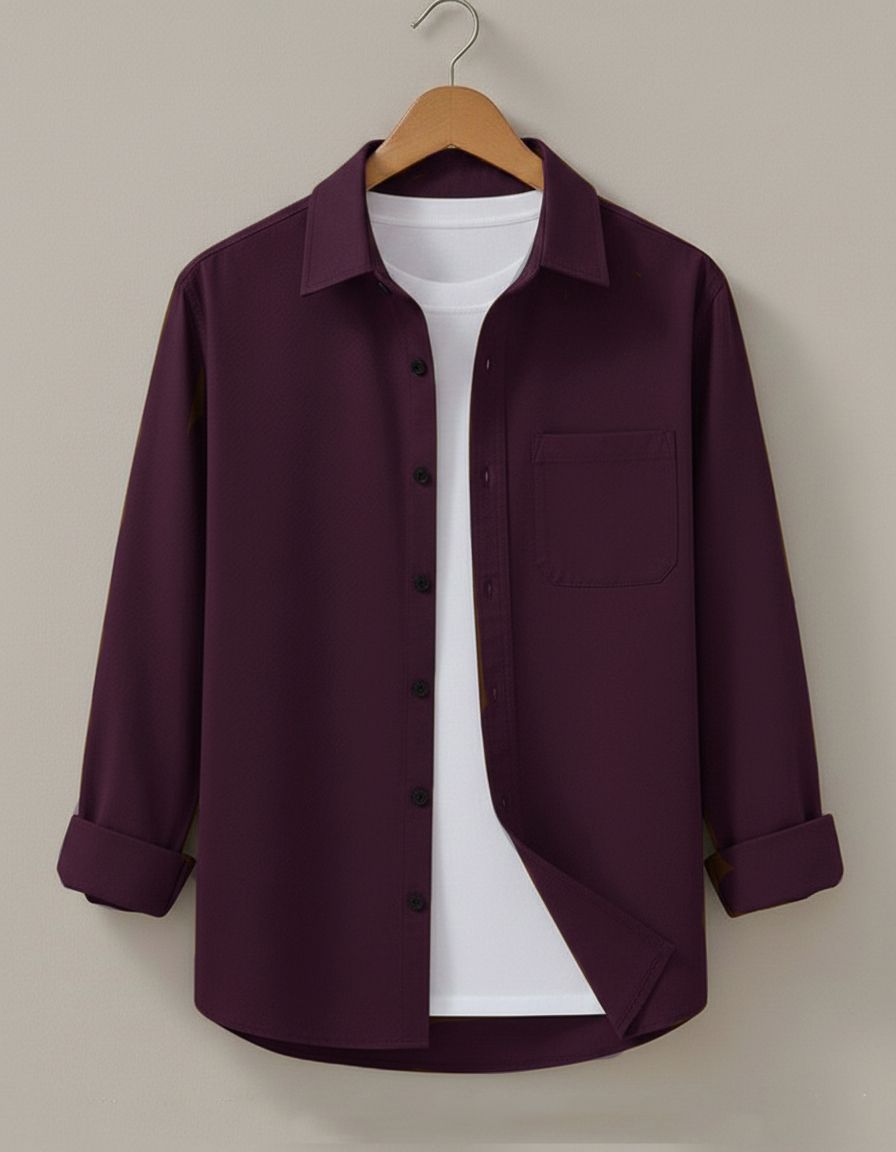 virast fashion Men Regular Fit Solid Spread Collar Casual Shirt-picture-25