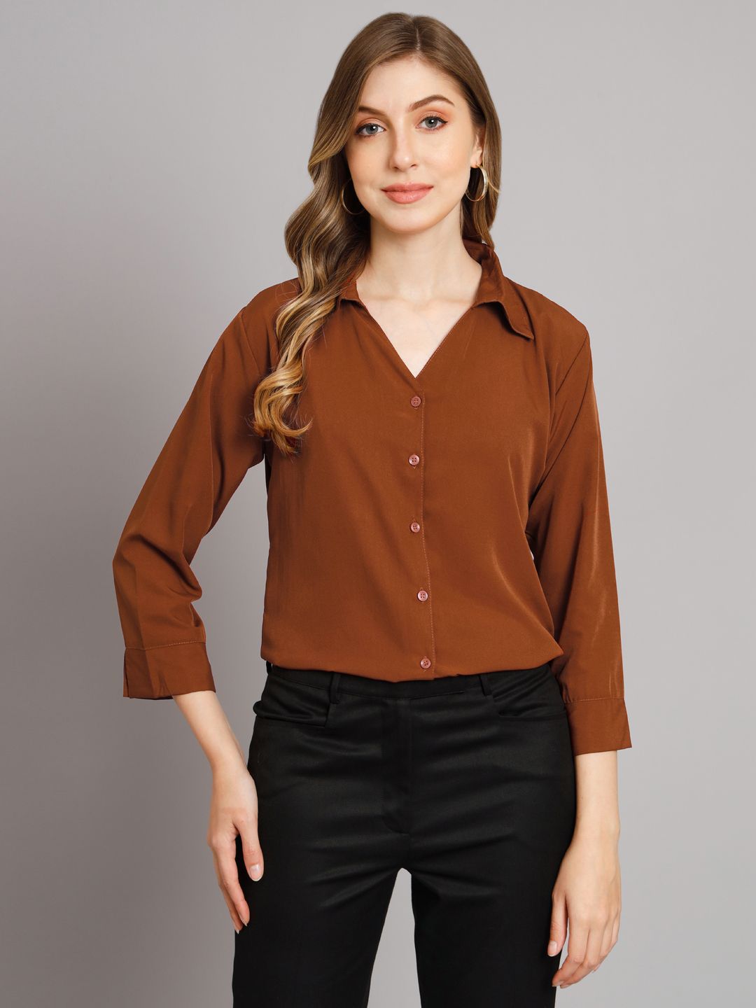 funday fashion Women Regular Fit Solid Spread Collar Casual Shirt-picture-26