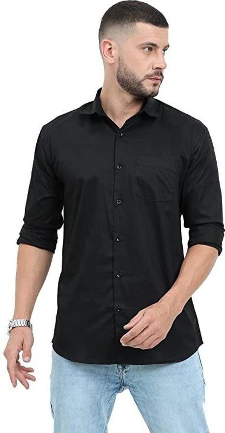 Men Regular Fit Solid Spread Collar Casual Shirt-image-36