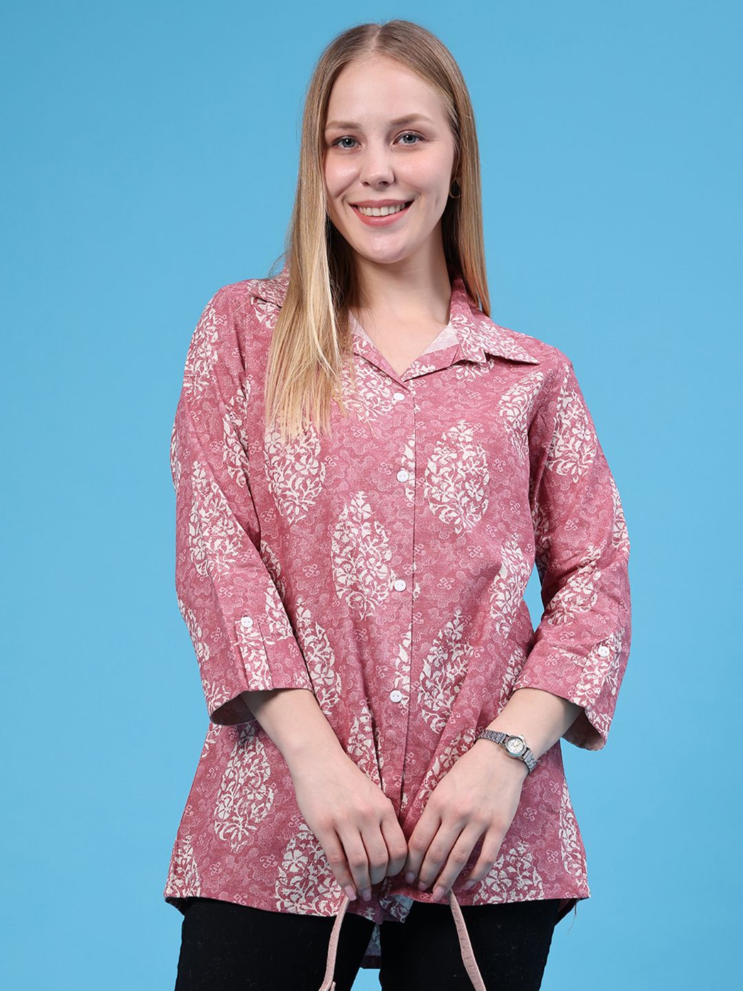 v-mart Women Regular Fit Printed Spread Collar Casual Shirt-picture-30