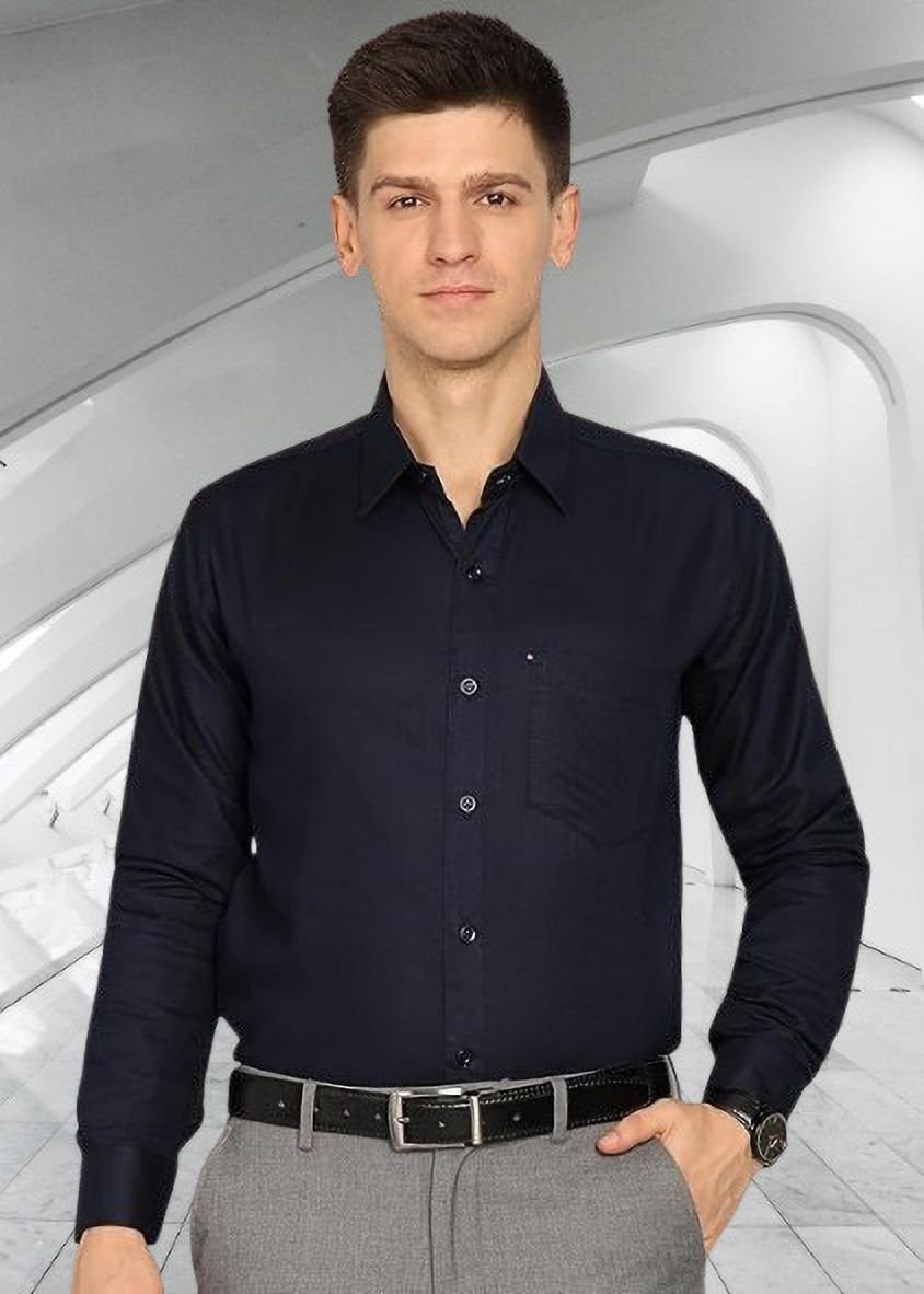 Men Regular Fit Solid Spread Collar Casual Shirt-image-44