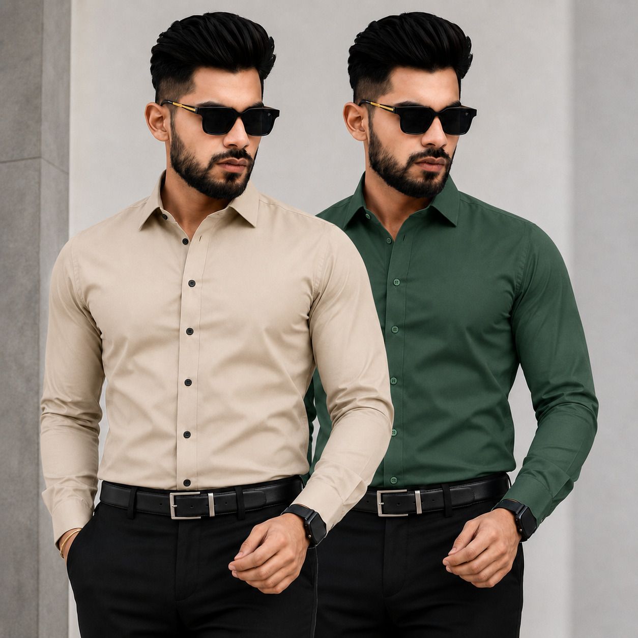 gloren Men Regular Fit Solid Spread Collar Formal Shirt-picture-1