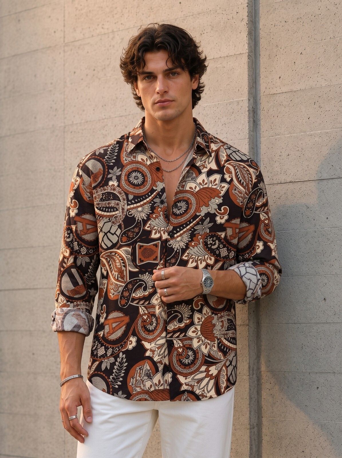 Men Regular Fit Printed, Animal Print Spread Collar Casual Shirt-image-3