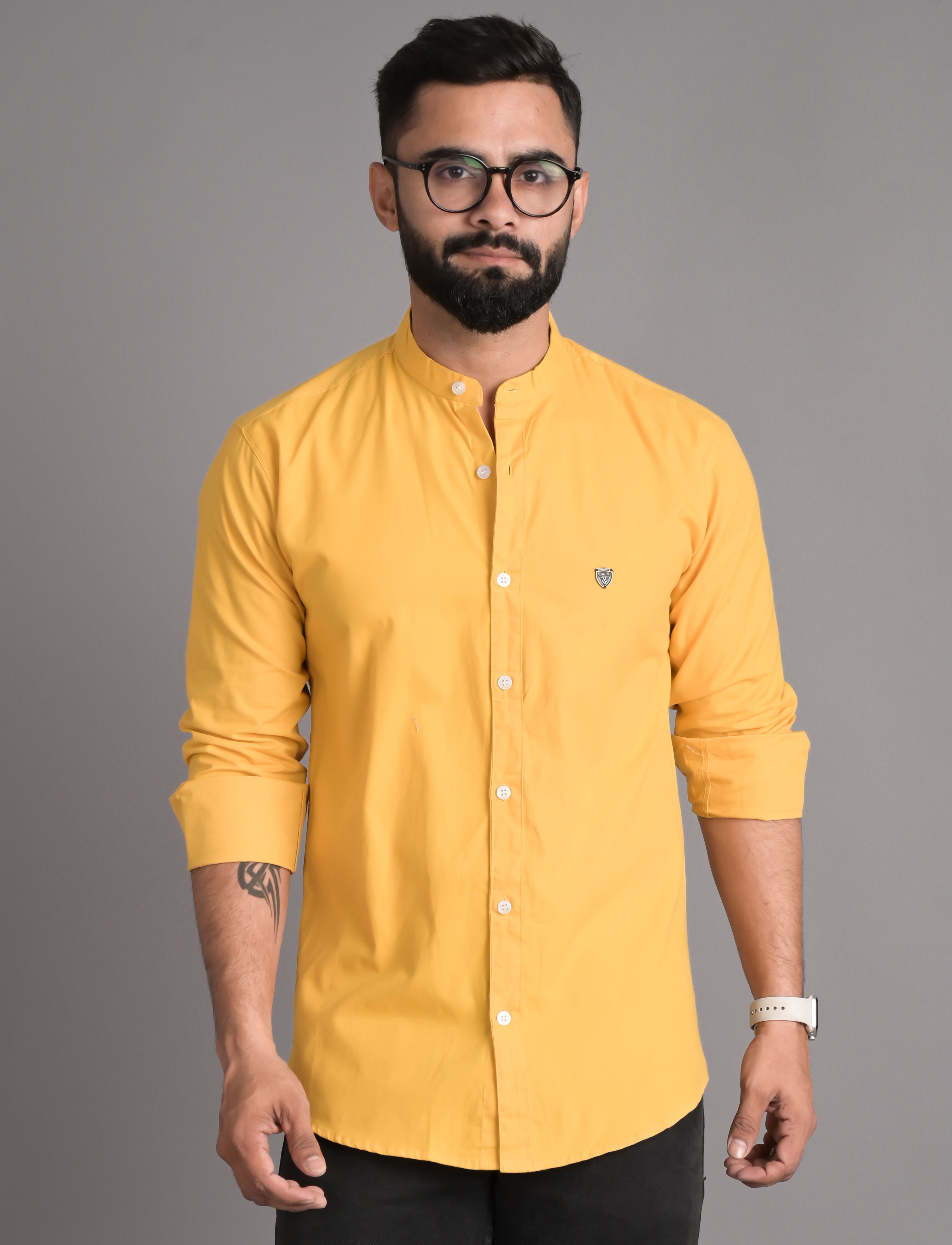 fubar Men Slim Fit Solid Mandarin Collar Casual Shirt-picture-26