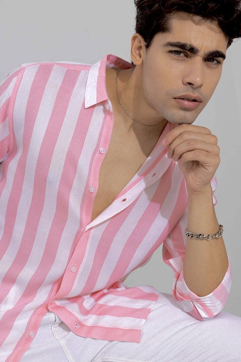 Men Slim Fit Striped Spread Collar Casual Shirt-image-43
