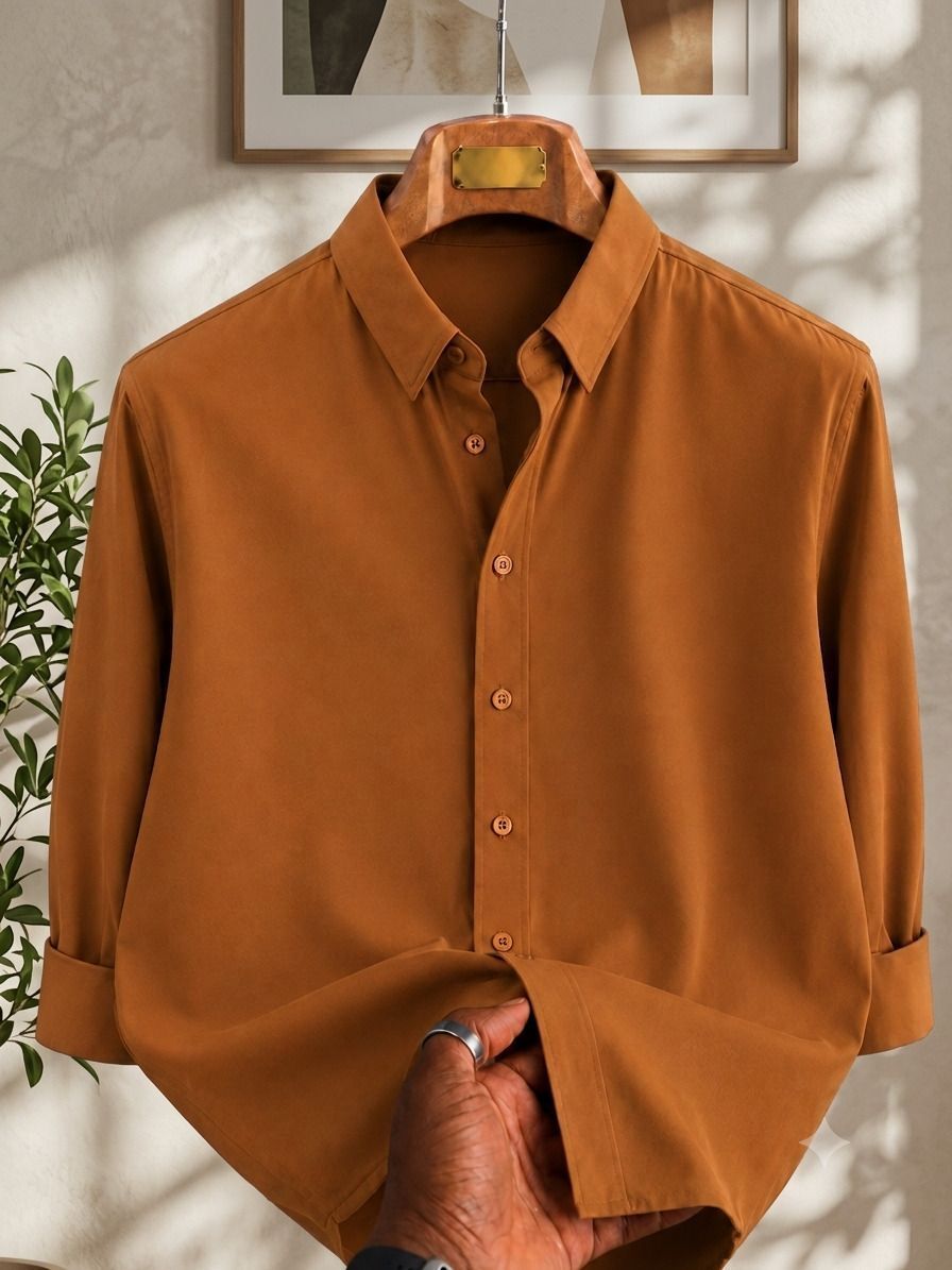 youth first Men Slim Fit Solid Spread Collar Formal Shirt-picture-4