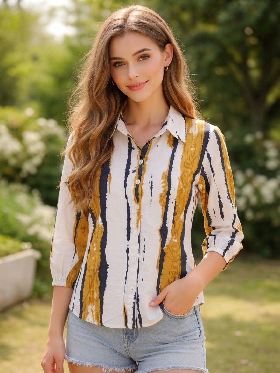 just shop Women Regular Fit Printed Spread Collar Formal Shirt-picture-10