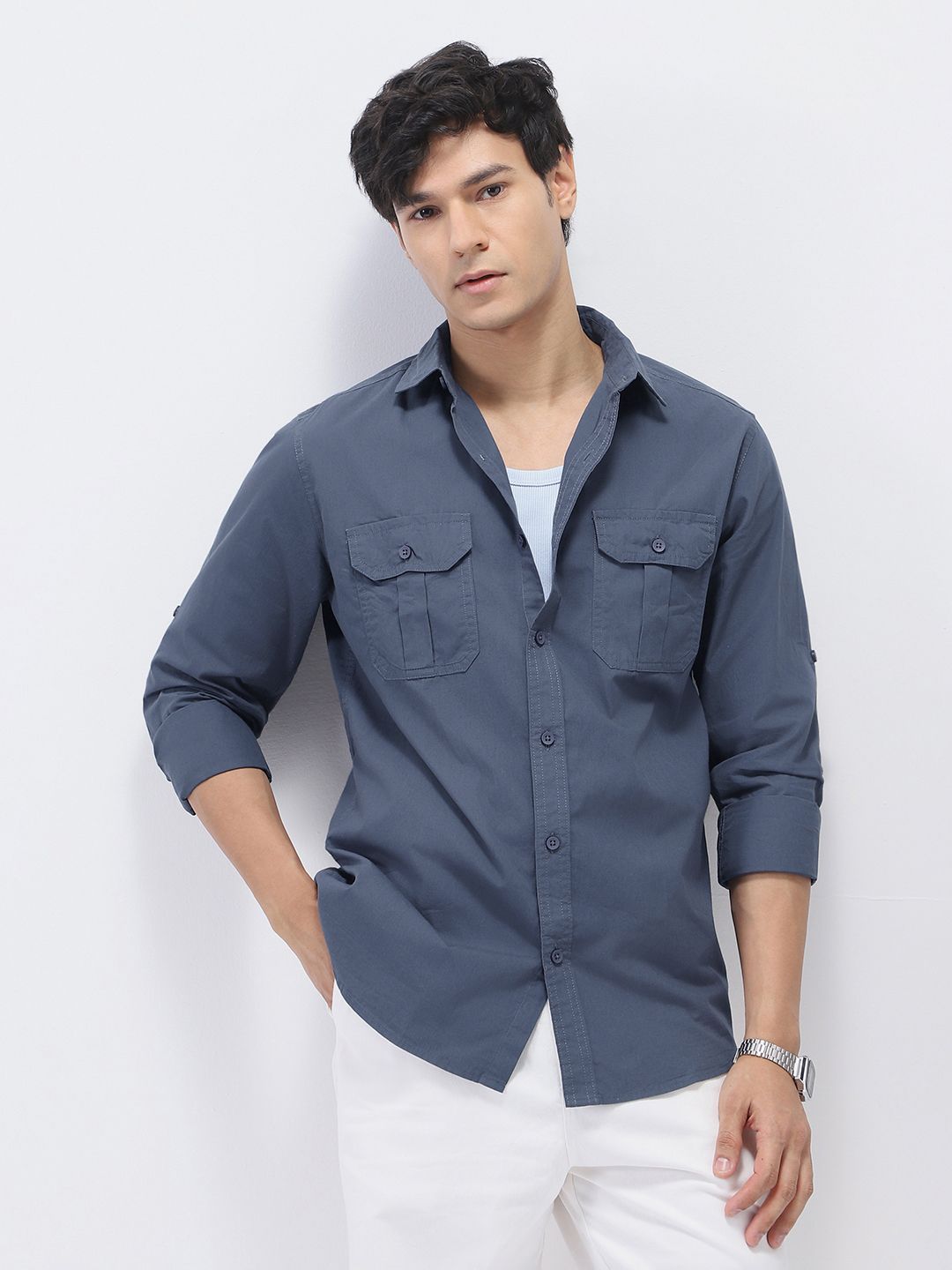 urbano fashion Men Regular Fit Solid Spread Collar Casual Shirt-picture-21
