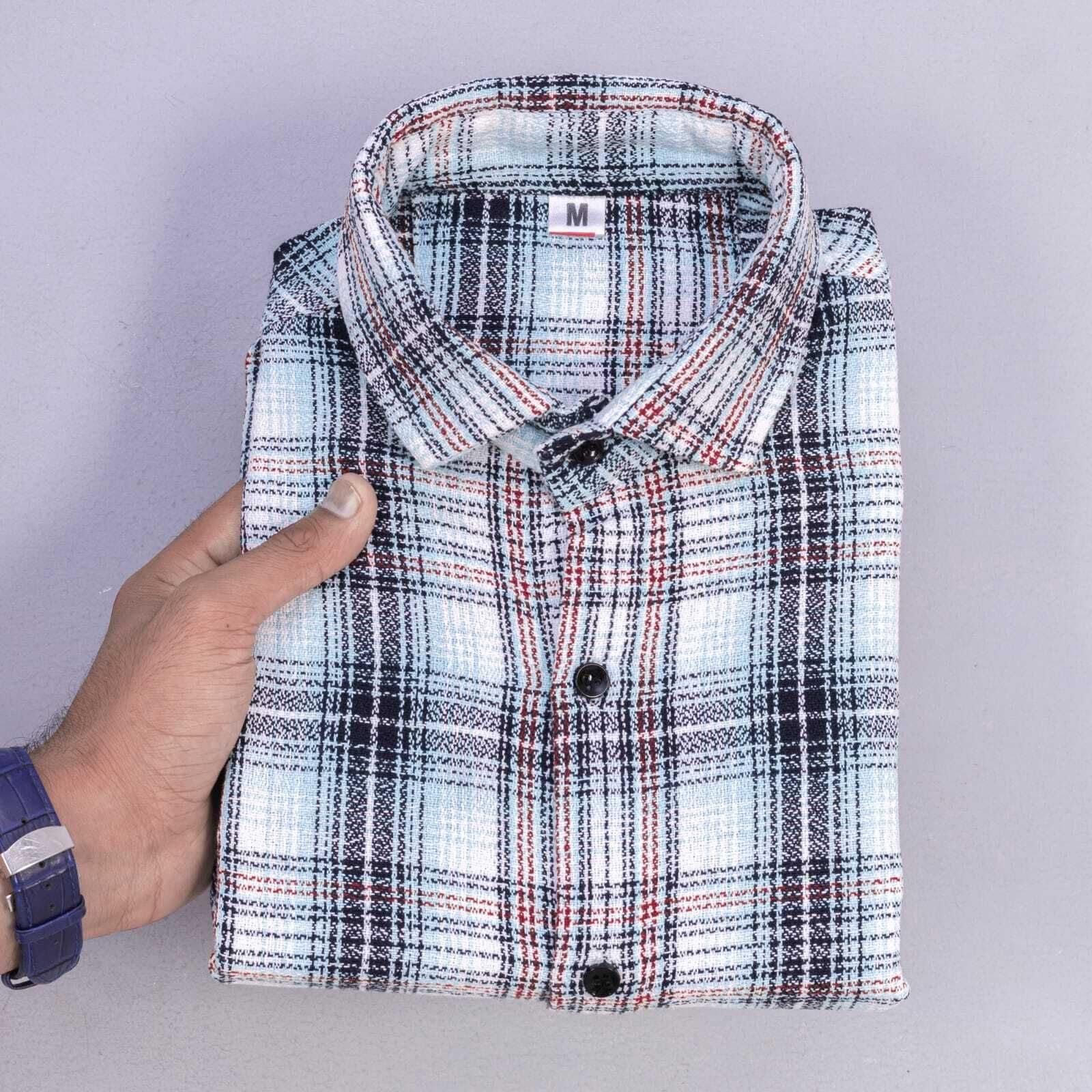 Men Slim Fit Checkered Spread Collar Casual Shirt-image-5