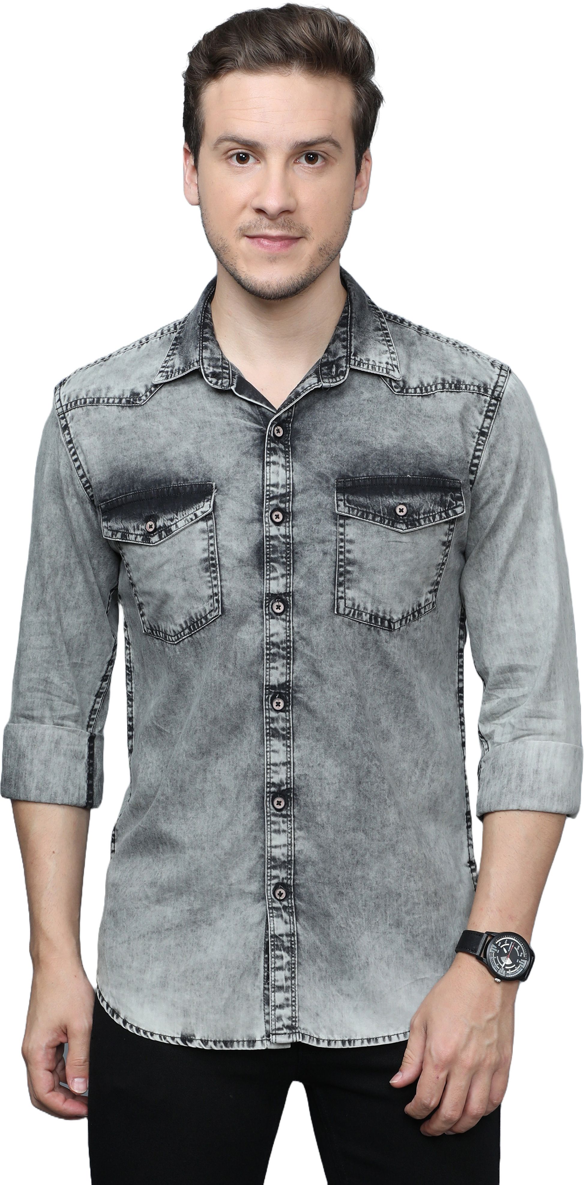 cazzba Men Regular Fit Solid Cut Away Collar Casual Shirt-picture-12