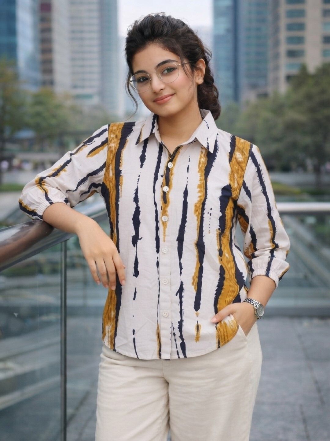 theclassictogs Women Regular Fit Printed Spread Collar Casual Shirt-picture-36