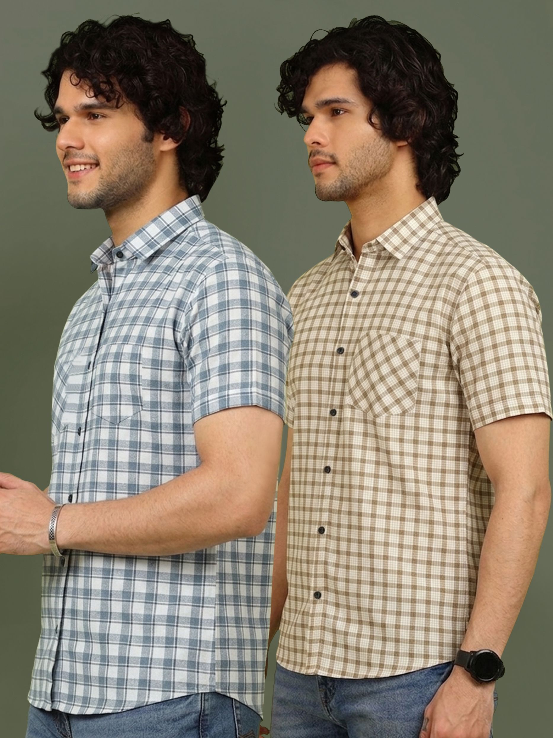 metronaut Men Regular Fit Checkered Spread Collar Casual Shirt-picture-36