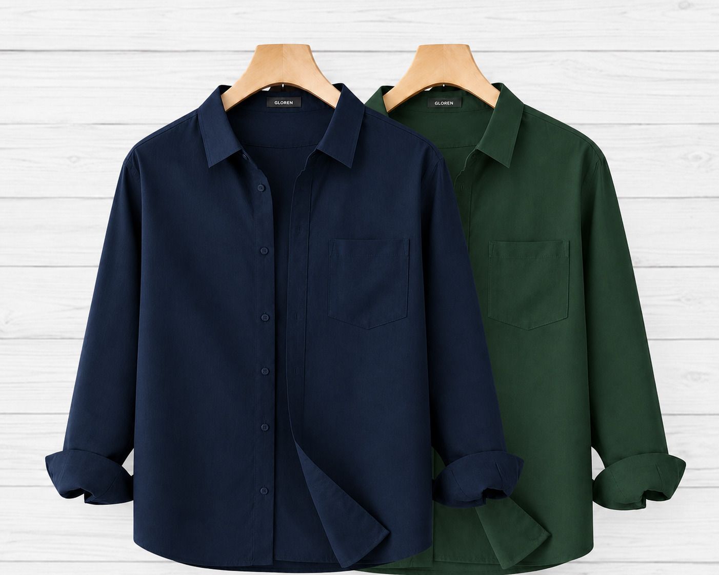 gloren Men Regular Fit Solid Spread Collar Casual Shirt-picture-7