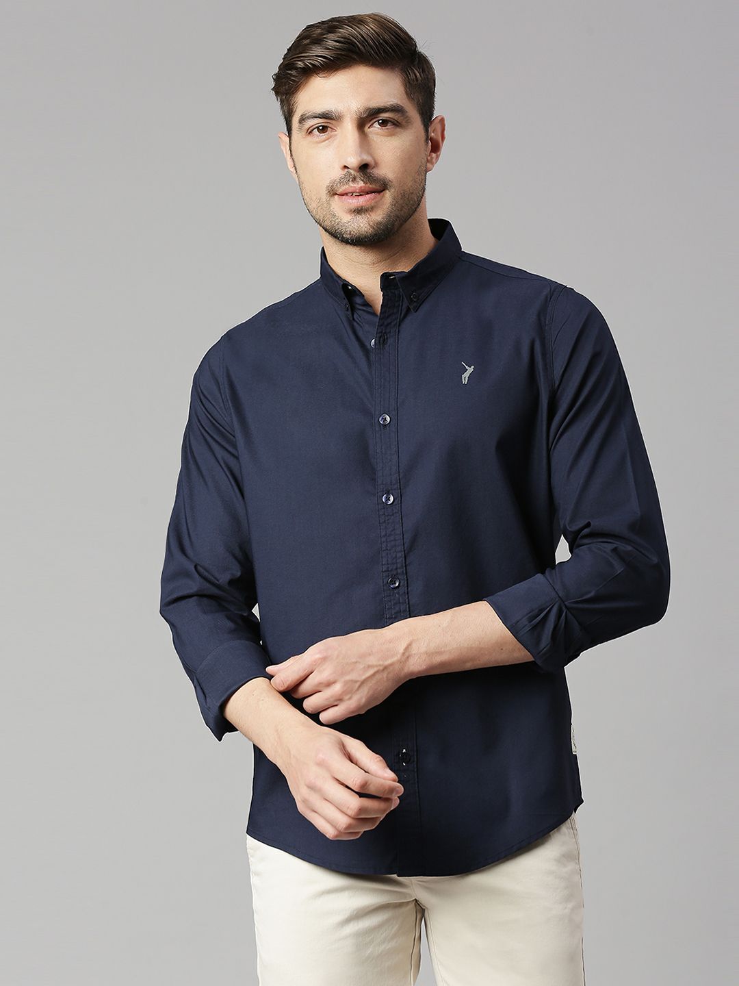 thomas scott Men Slim Fit Solid Button Down Collar Casual Shirt-picture-30