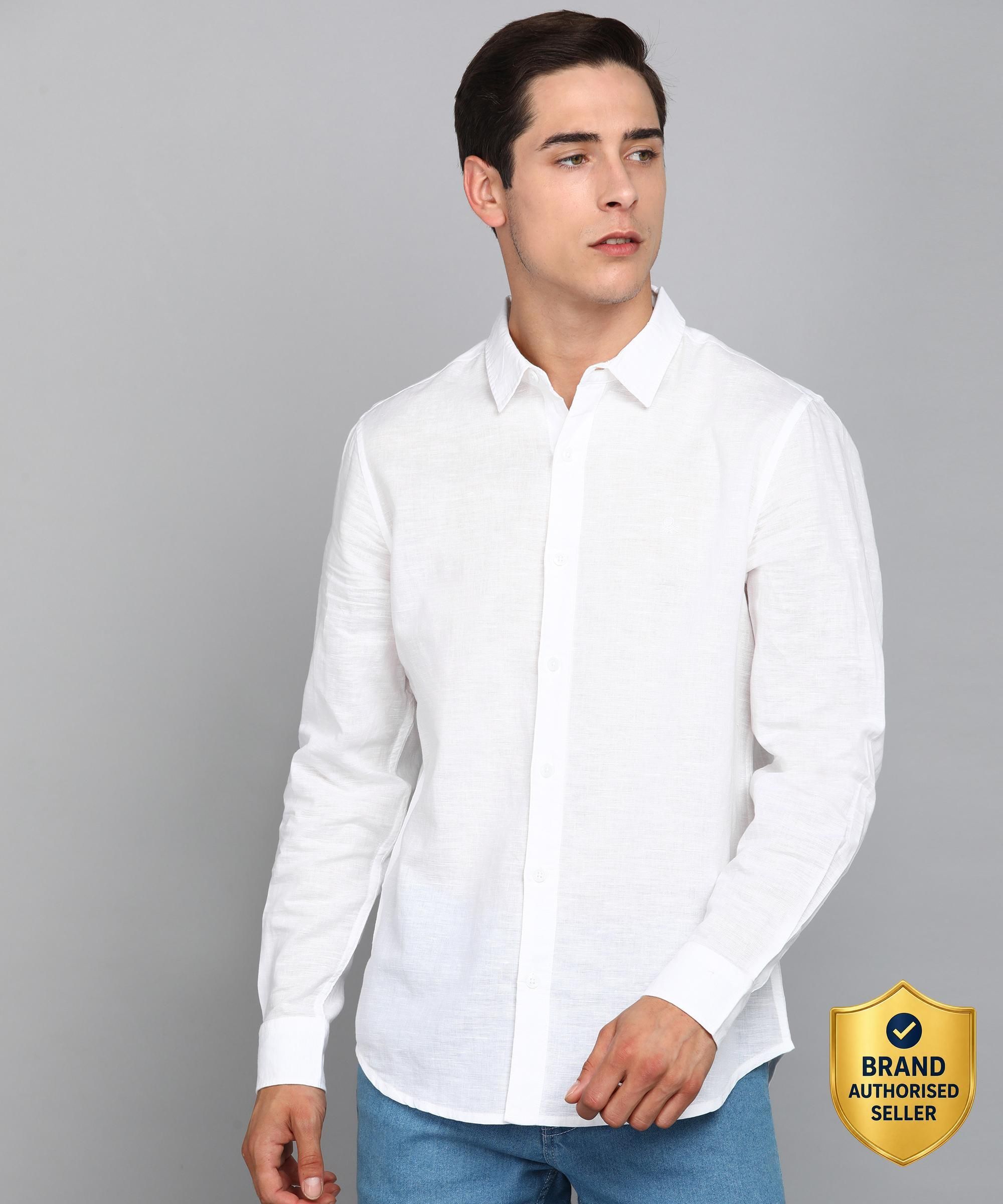 united colors of benetton Men Slim Fit Solid Button Down Collar Casual Shirt-picture-14
