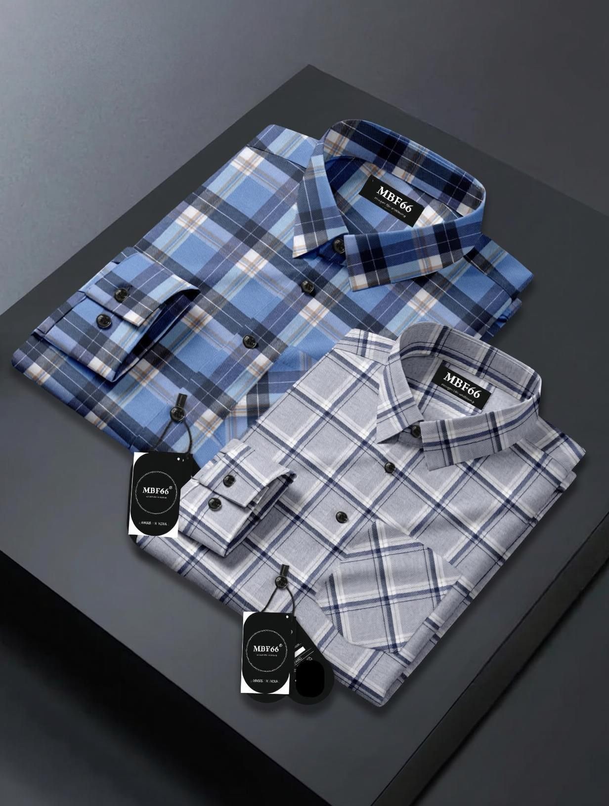mbf66 Men Regular Fit Checkered Spread Collar Casual Shirt-picture-11