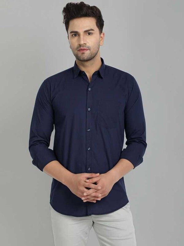 Men Regular Fit Solid Spread Collar Casual Shirt-image-35