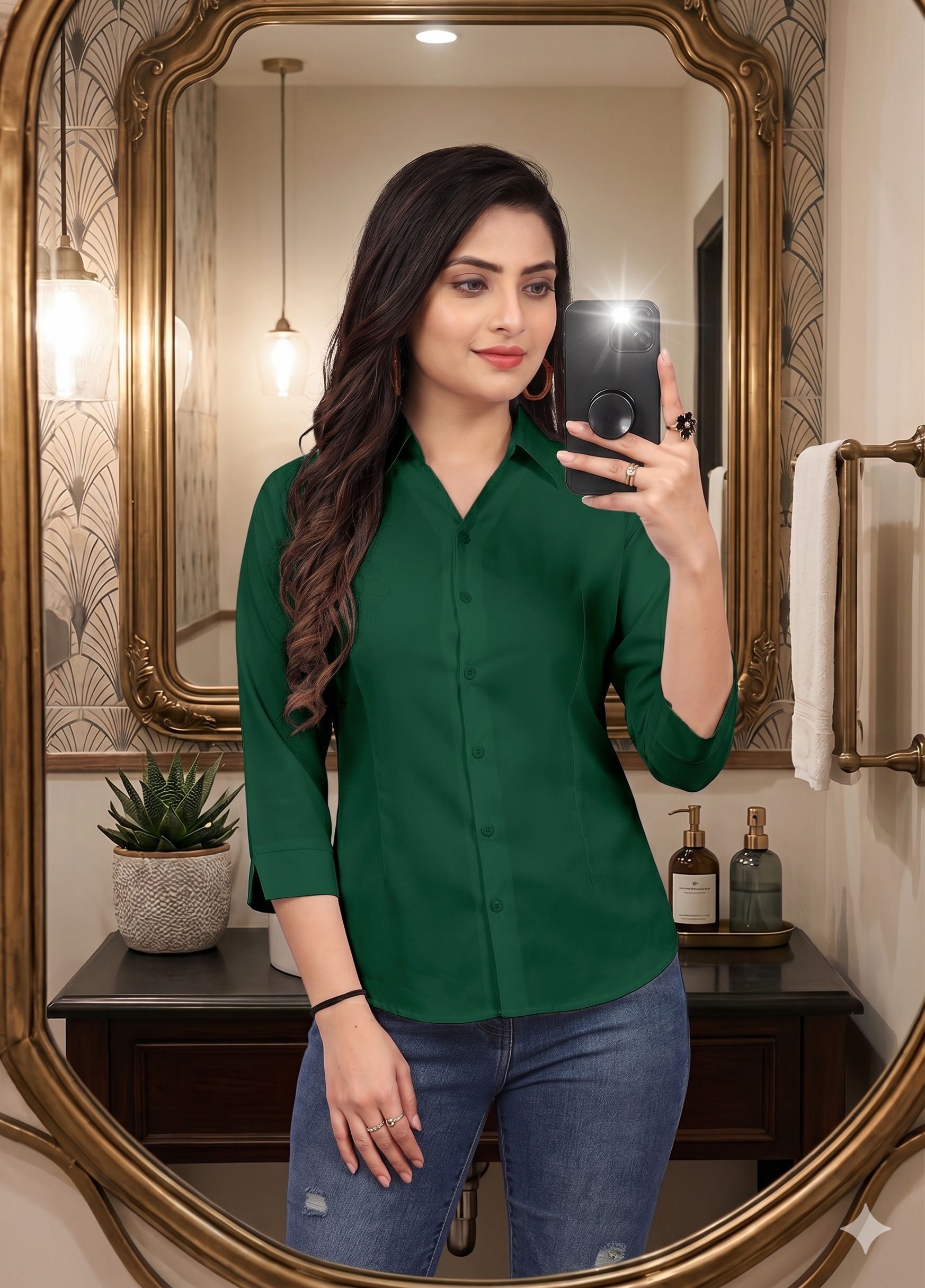 Women Regular Fit Solid Spread Collar Formal Shirt-image-45