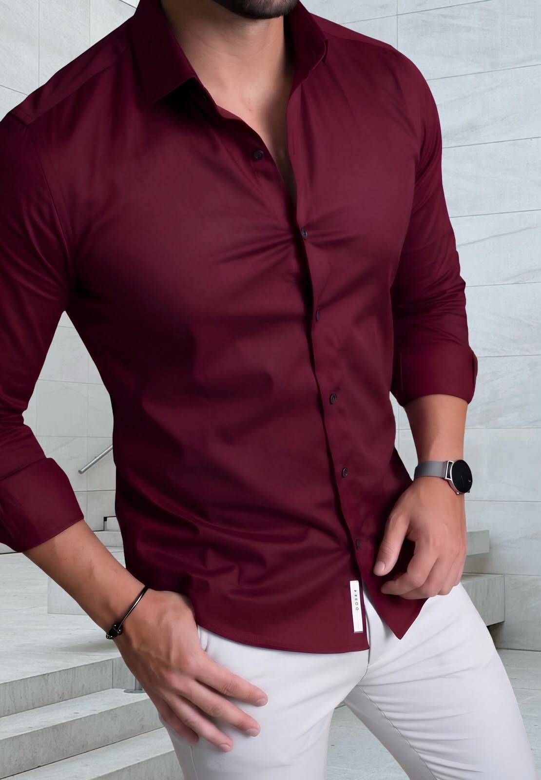 macsam clothings Men Regular Fit Solid Spread Collar Formal Shirt-picture-19
