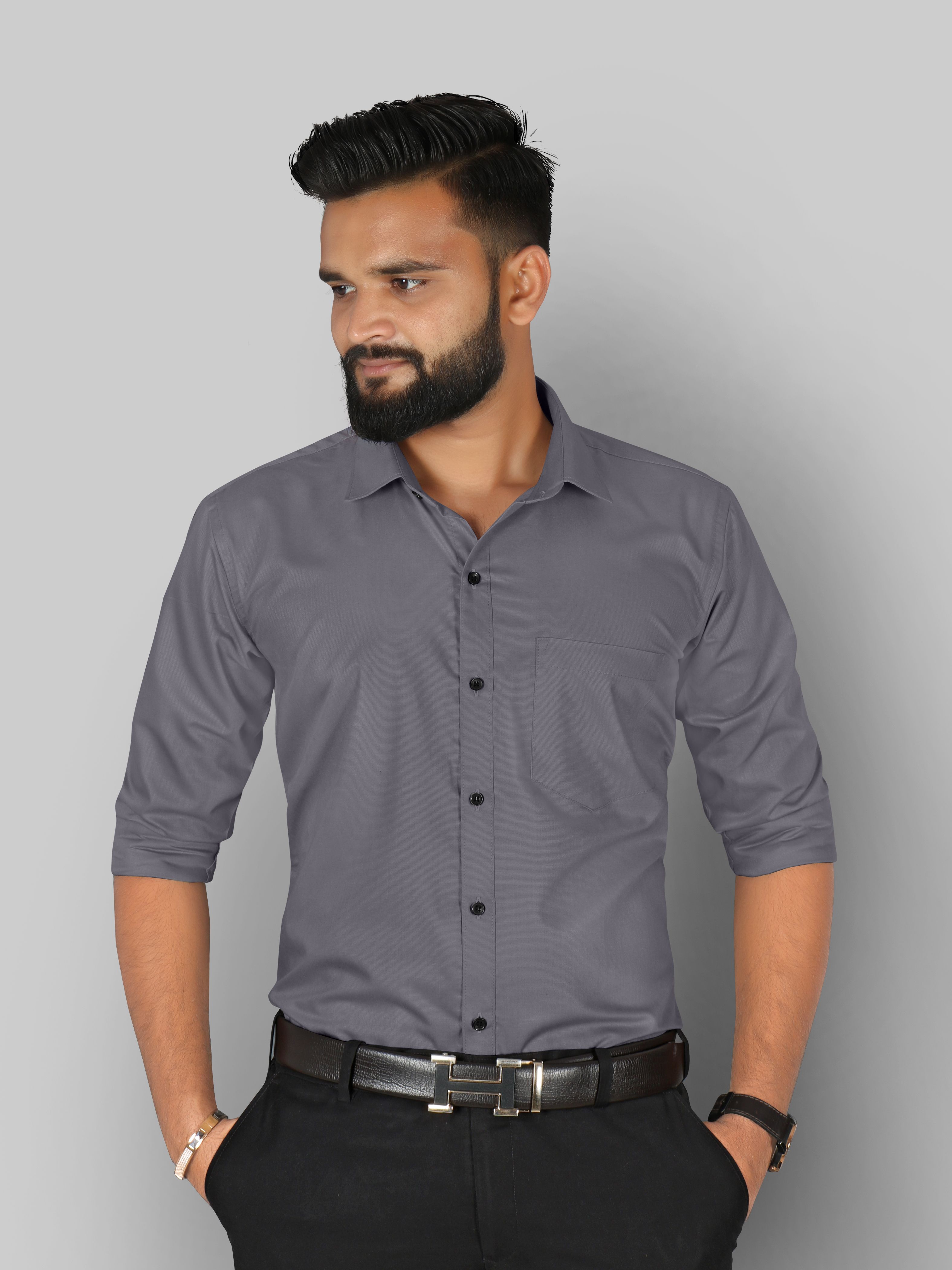 fibermill Men Regular Fit Solid Spread Collar Formal Shirt-picture-24