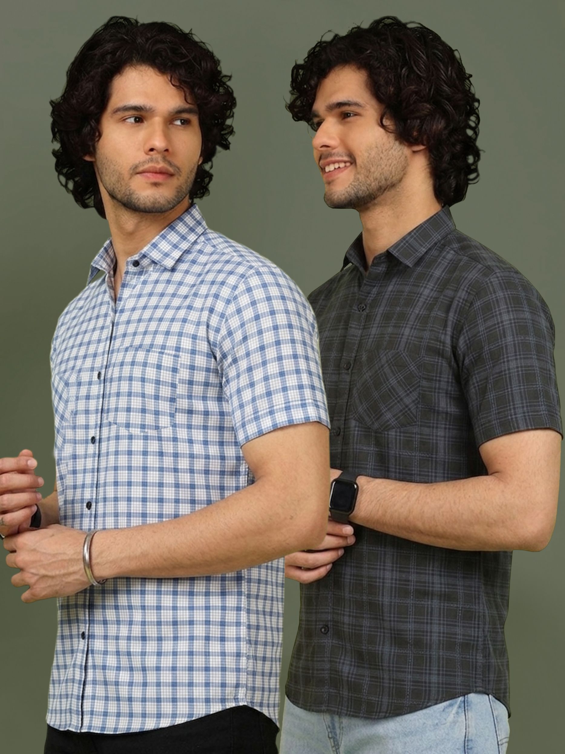 metronaut Men Regular Fit Checkered Spread Collar Casual Shirt-picture-29