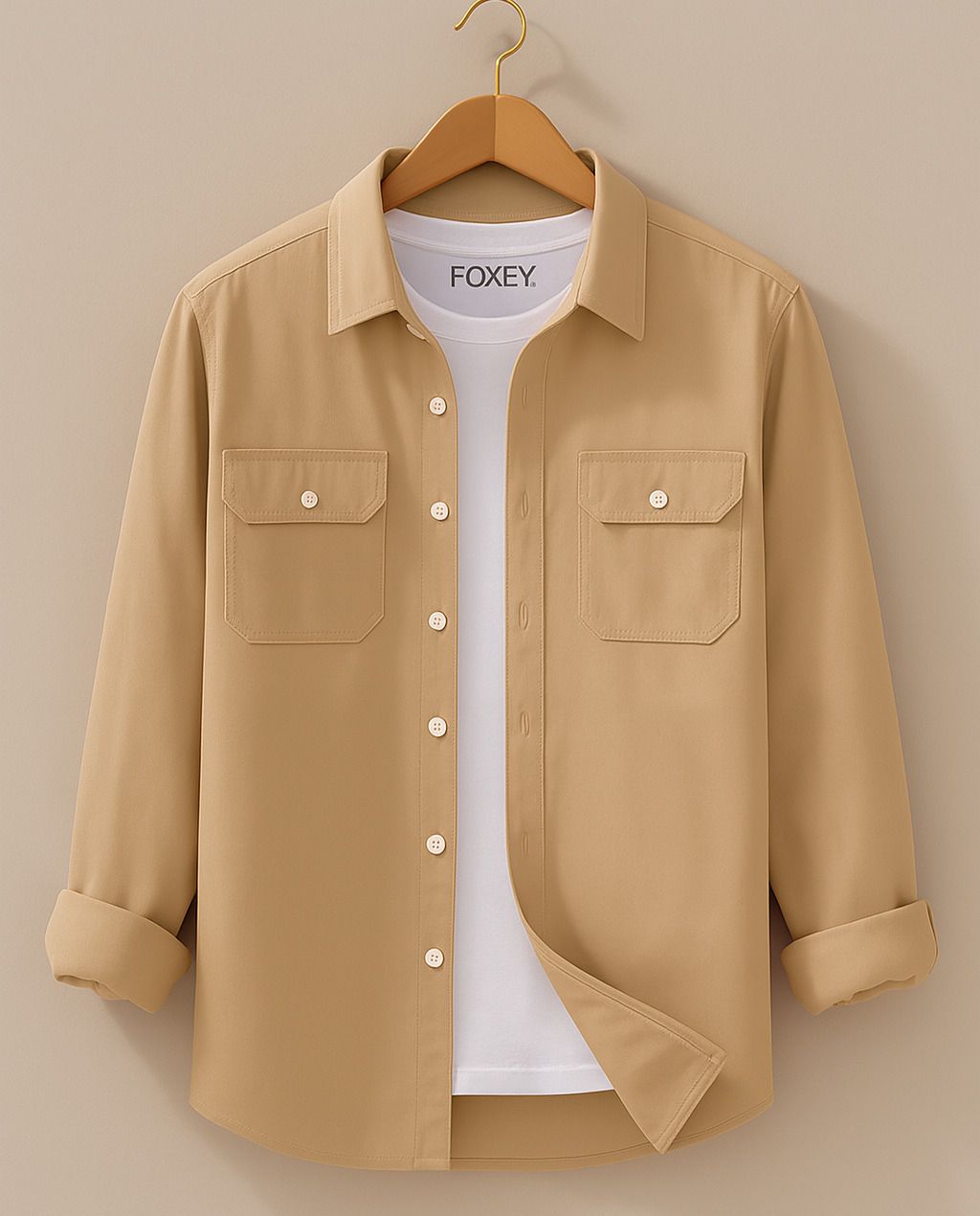 foxey Men Regular Fit Solid Slim Collar Casual Shirt-picture-11