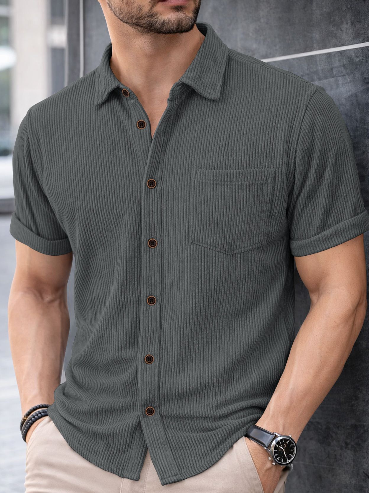 eyebogler Men Regular Fit Self Design Spread Collar Casual Shirt-picture-44