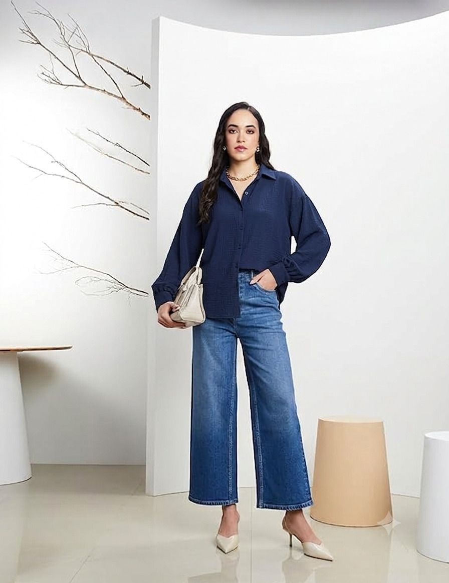 myka fashion Women Relaxed Fit Solid Spread Collar Casual Shirt-picture-40