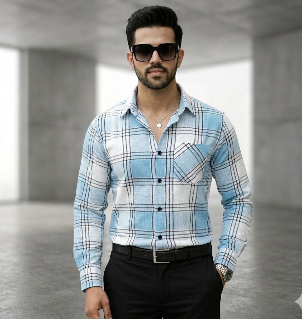 dribhav fashion Men Regular Fit Checkered Spread Collar Casual Shirt-picture-13