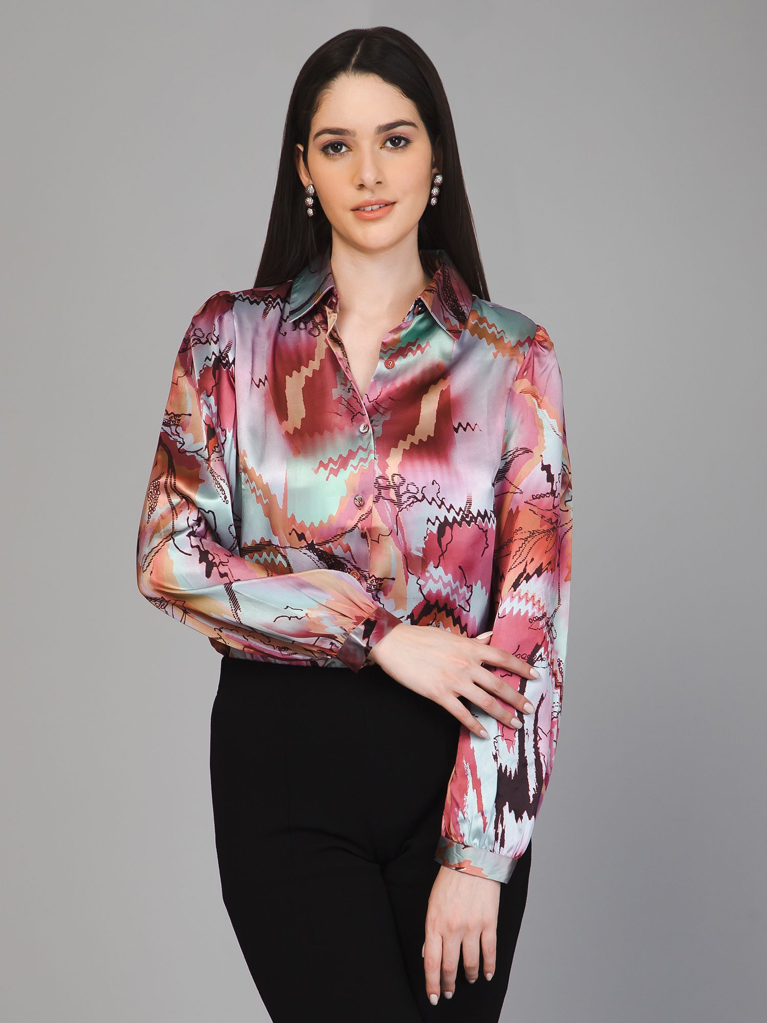 purys Women Regular Fit Printed Spread Collar Casual Shirt-picture-38