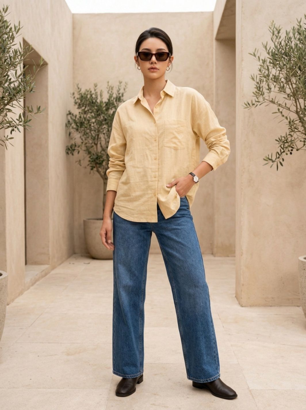 shopglobal Women Relaxed Fit Solid Spread Collar Casual Shirt-picture-24