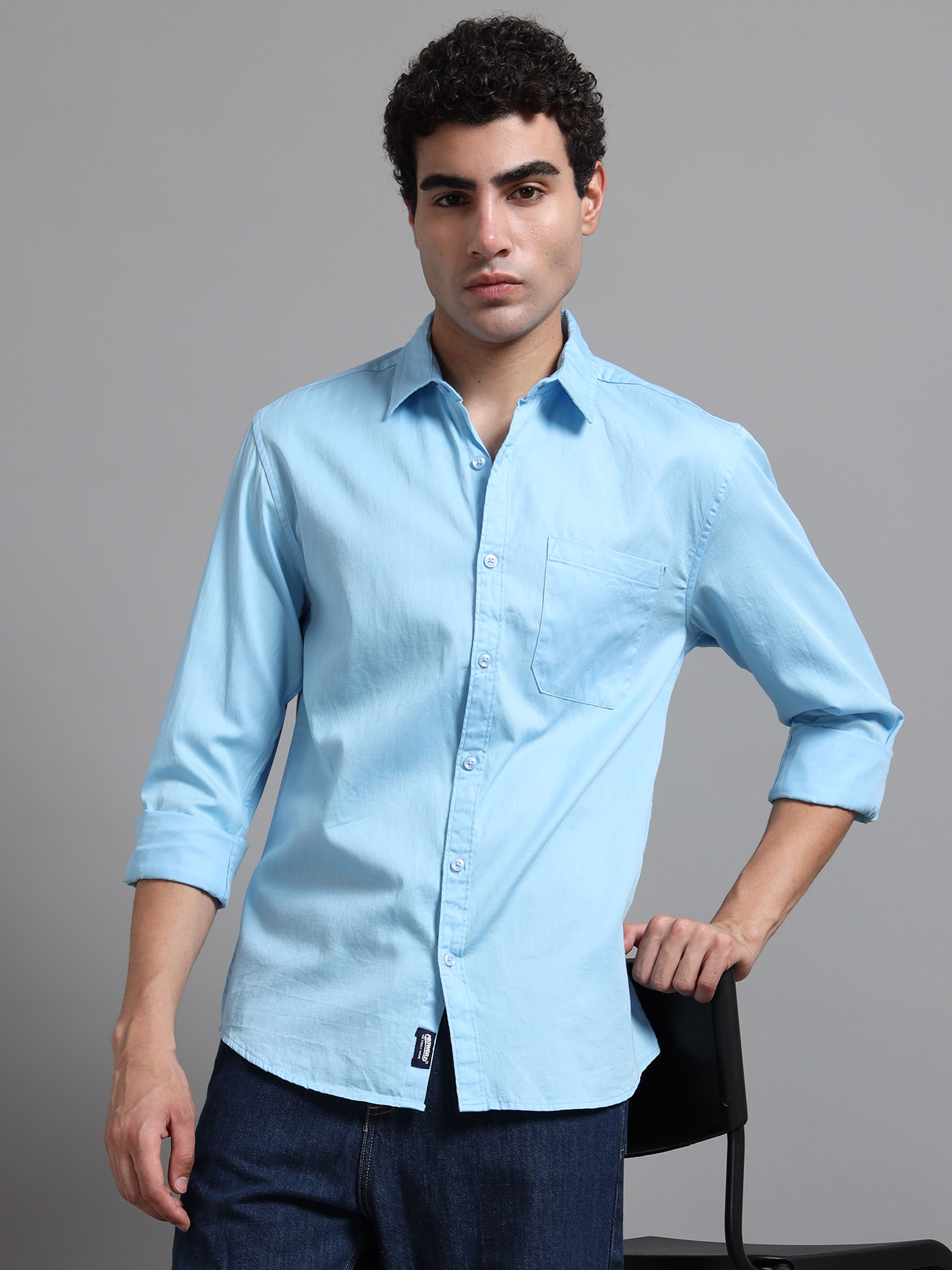 proword Men Slim Fit Solid Spread Collar Casual Shirt-picture-21